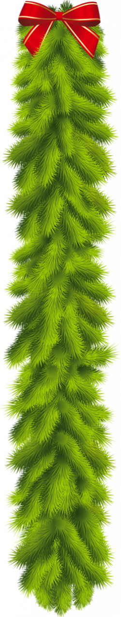 Transparent Christmas Pine Garland with Red Bow Clipart | Клипарты ...