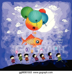 EPS Vector - Mid autumn festival background with kids ...