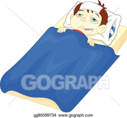 EPS Vector - Sick boy with a fever. Stock Clipart ...