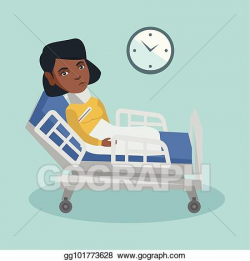 Clip Art Vector - Young african woman sick with fever laying ...