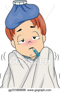 Vector Art - Kid boy sick fever ice pack. Clipart Drawing ...
