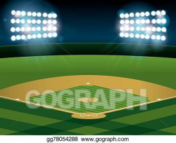 EPS Illustration - Baseball softball field lit at night ...