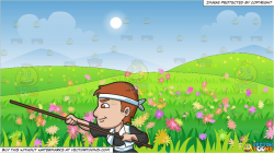 clipart #cartoon A Man Training With A Stick and A Beautiful ...