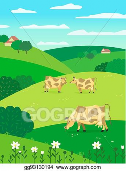 Vector Art - Cows on meadow. Clipart Drawing gg93130194 ...