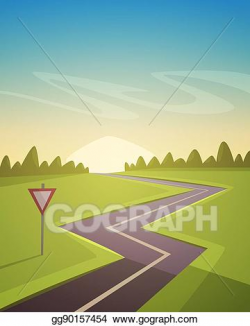 EPS Illustration - Asphalt road over field. Vector Clipart ...