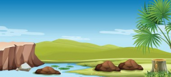 Nature Scene of The River and Field stock vectors - Clipart.me