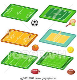 EPS Vector - Team sports fields and balls. Stock Clipart ...