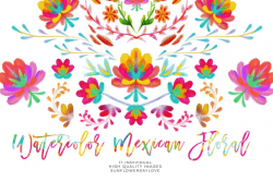 Watercolor mexican floral clipart, fiesta invitation clipart, Mexican  blanket Serape, watercolor hand painted cinco de mayo clipart colorful