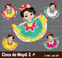Cinco de Mayo clipart 2. Mexican girls dancers, mariachi dancers, fiesta