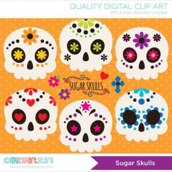 Sugar Skulls Clipart, Decorated Skulls, Mexico, Day of the ...