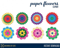 Paper Flower Clipart, Floral Clip art, Flower Clip Art, Fiesta Clipart,  Floral Clipart, Fiesta Clip Art