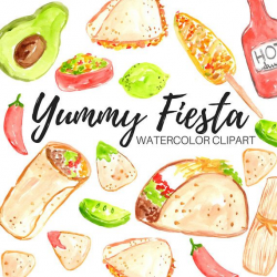 Mexican food clipart - watercolor clipart - food clipart ...