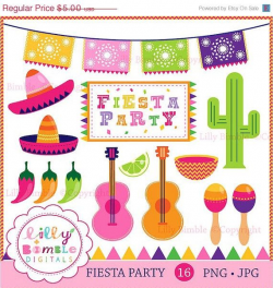 Fiesta Party clipart for invitations, cards, and party decor ...