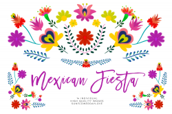 Fiesta clipart, Mexican Watercolor Floral clipart