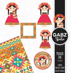 Mexican Doll, Mexican Folklore, Clipart, Aztec, Decorative, Baby Shower,  Mexican, Fiesta, Gabz