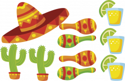 Letreros para fiestas Sombrero-maracas-tequia Fiesta mexicana ...