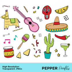 Fiesta Party - Doodle Clipart - Transparent PNGs