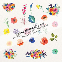 Love Fiesta Watercolor clipart, Mexican flowers clipart ...