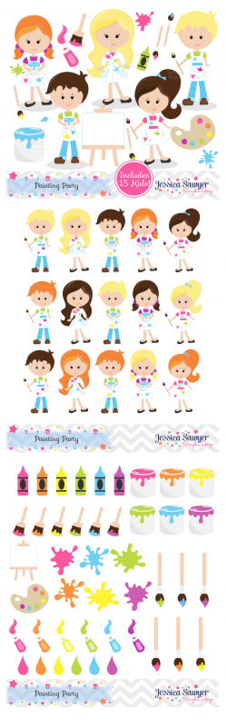Complete Art Party Clipart or Painting Clip art for personal and ...