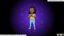 Clipart: An Angered Black Woman Ready To Join A Fist Fight on a Purple And  Black Gradient Background