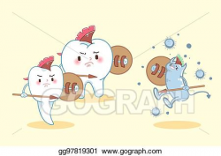 Vector Stock - Cartoon tooth fight to bacteria. Clipart ...