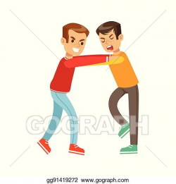 EPS Illustration - Two boys fist fight positions, aggressive ...