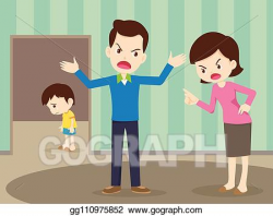 Vector Illustration - Angry family quarreling with sad child ...