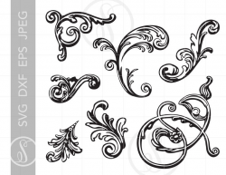 Baroque SVG Clipart Dxf Eps Jpeg Downloads | Baroque Filigree Svg Cut Files  Clipart | Baroque Silhouette Svg Art | Victorian Clipart SC106