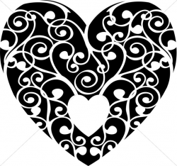 Black heart black and white swirl heart clipart 2 - WikiClipArt