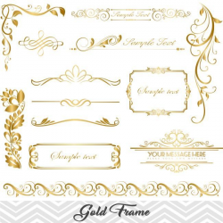 Golden Frame Border Clipart, Gold Flourish Swirl Frame Clip ...