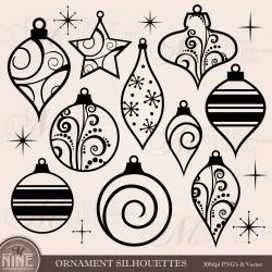 ORNAMENTS Clipart / Christmas Ornaments Clip Art / Vector Clipart,  Christmas Downloads, Christmas Clipart, Filigree Ornaments
