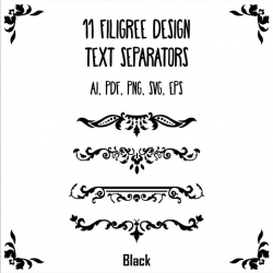 Filigree Text Divider Elegant Vector Header Decorative Digital Clip Art  Border Wedding Invite Instant Download