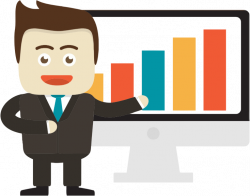 Clipart - Businessman Pointing To Graph On Monitor