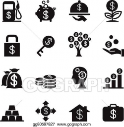Clip Art Vector - Silhouette financial investment icons set ...