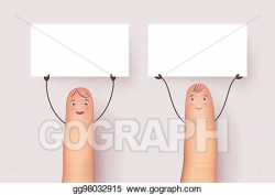 Stock Illustration - Funny fingers with blank white poster ...