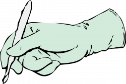 Clipart - gloved hand with scalpel