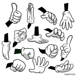 Cartoon hands with gloves icon set isolated on white ...