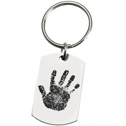 Fingerprint Memorial Key Ring: Large Stainless Steel Dog Tag Handprint