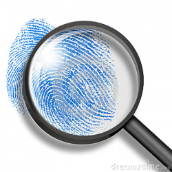 magnifying glass with finger print black and white clipart ...