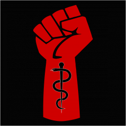 Clipart - Power left wing fist with esculap