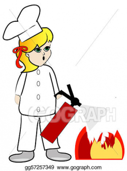 Stock Illustration - Chef putting out kitchen fire . Clipart ...
