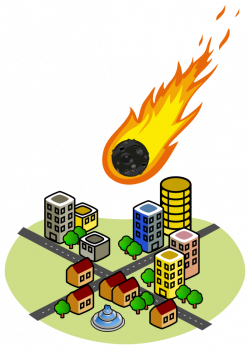 Clipart - Asteroid and the city