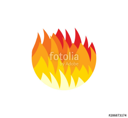 Fireball icon. Red and yellow tongues of flame, Flat Fire ...