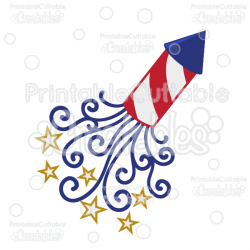 Patriotic Swirls Firecracker SVG Cut File & Clipart