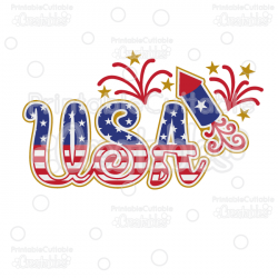 Firecracker USA Title SVG Cut File & Clipart