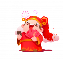 Chinese New Year Red envelope Firecracker - Red cartoon God of ...