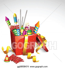 EPS Illustration - Firecracker in gift box. Vector Clipart ...