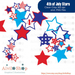 Happy 4th of JULY STARS CLIPART United states flag 4th of July images  patriotic clipart fireworks clipart red white blue stars