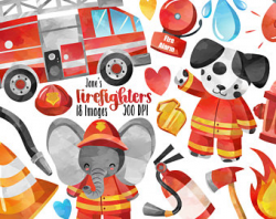 Firefighter clipart | Etsy