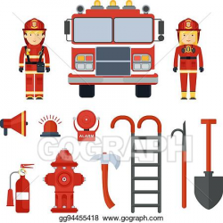 Vector Art - Set of fire equipment fireman. Clipart Drawing ...